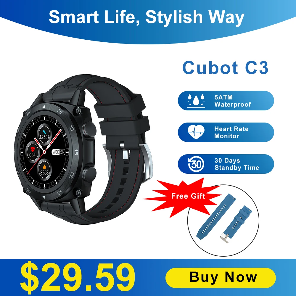 Cubot C3 Smartwatch Спортивный Водонепроницаемый 5ATM Фитнес Трекер Смарт Часы Монитор
