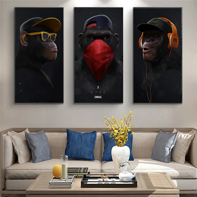 Wall Painting Poster and Prints Canvas Wall Art Pictures Animal Chimps with Earphone and Sunglasses for Living Room Home Decor
Wall Painting Poster and Prints Canvas Wall Art Pictures Animal Chimps with Earphone and Sunglasses for Living Room Home Decor