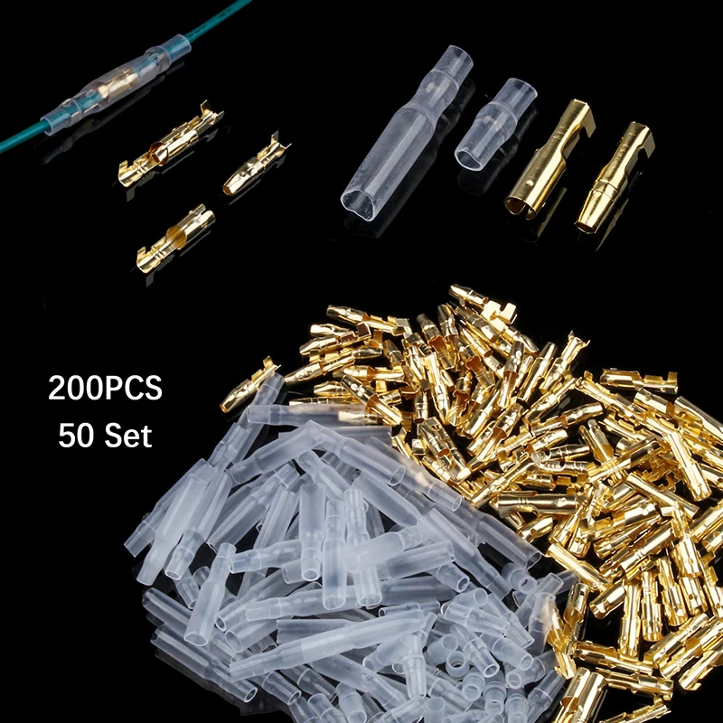 200/240Pcs Crimping Terminal set 4mm Bullet Crimp Wire Connectors 50 female + male +50 case | Обустройство дома