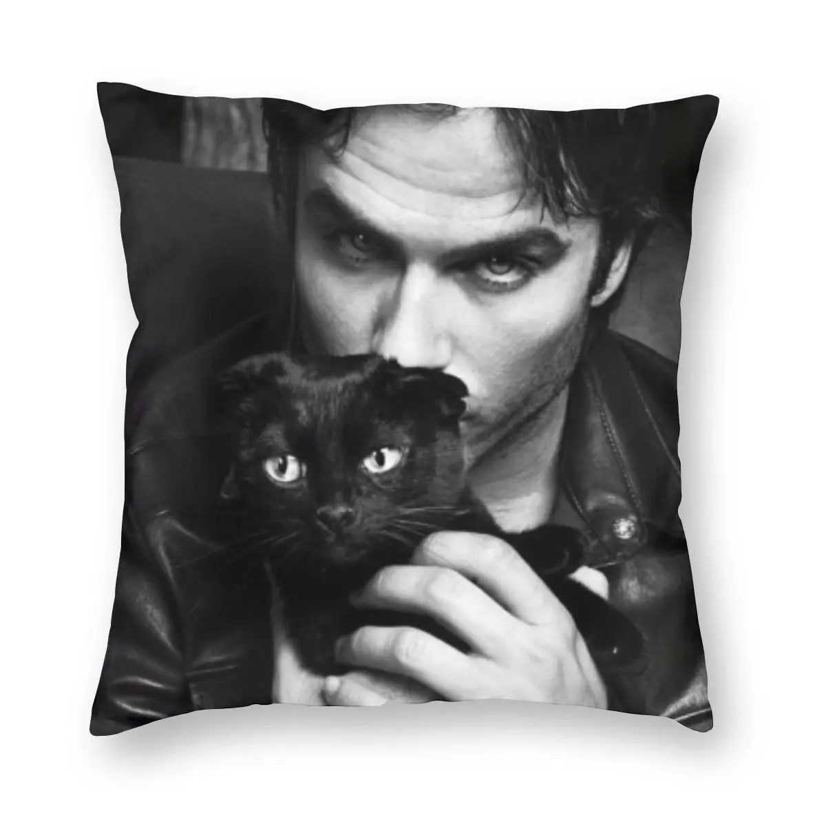 

Ian Somerhalder Pillowcase Double-sided Printing Polyester Cushion Cover Decor Damon Salvatore Cat Pillow Case Cover Cat 45*45cm