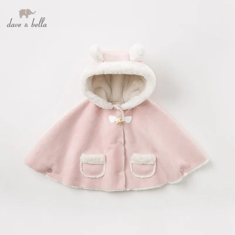 

DB11447 dave bella winter baby girls cute solid pockets rabbit hooded coat children tops fashion infant toddler outerwear