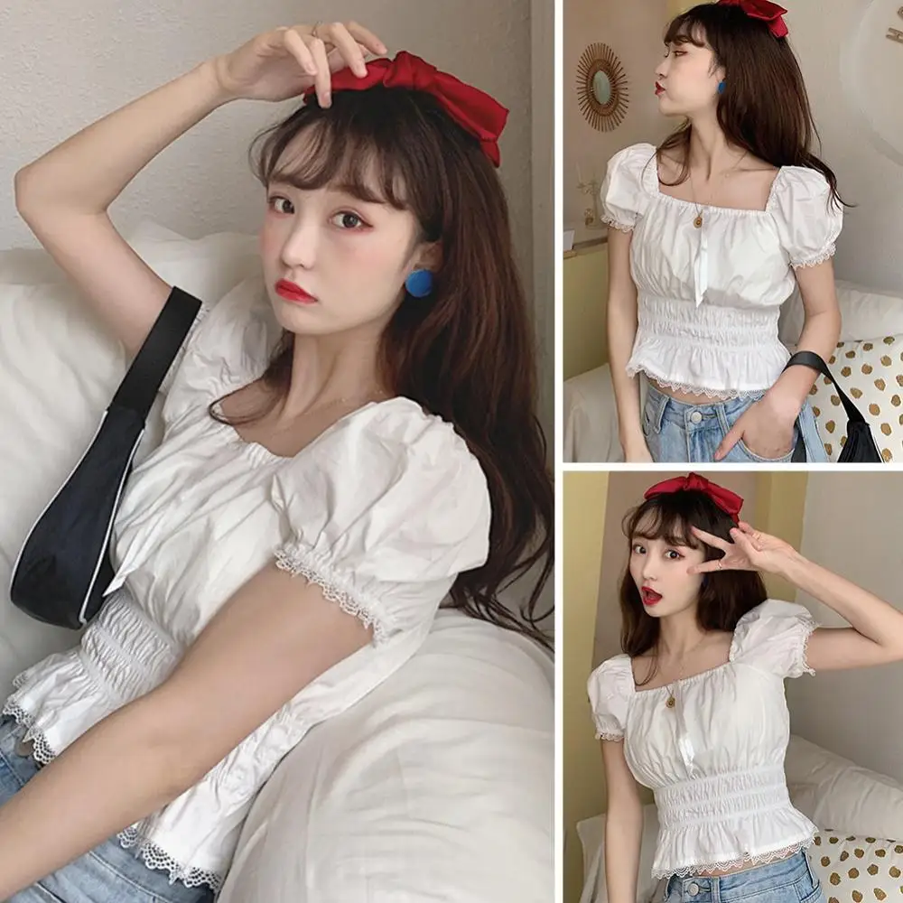 Women Summer Square Collar Slim Lace Shirt Puff Sleeve Short Blouse Crop Top
Women Summer Square Collar Slim Lace Shirt Puff Sleeve Short Blouse Crop Top