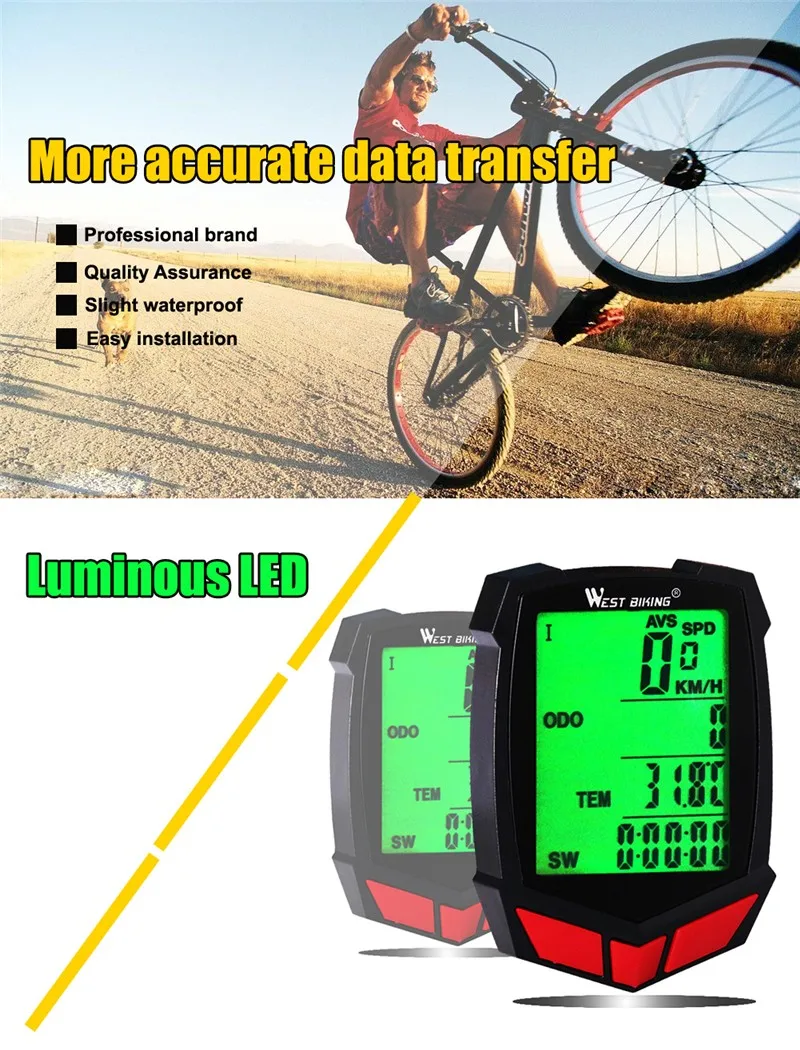 WEST BIKING bicycle computer wireless wired speedometer odometer riding waterproof MTB bicycle stopwatch bicycle computer
WEST BIKING bicycle computer wireless wired speedometer odometer riding waterproof MTB bicycle stopwatch bicycle computer