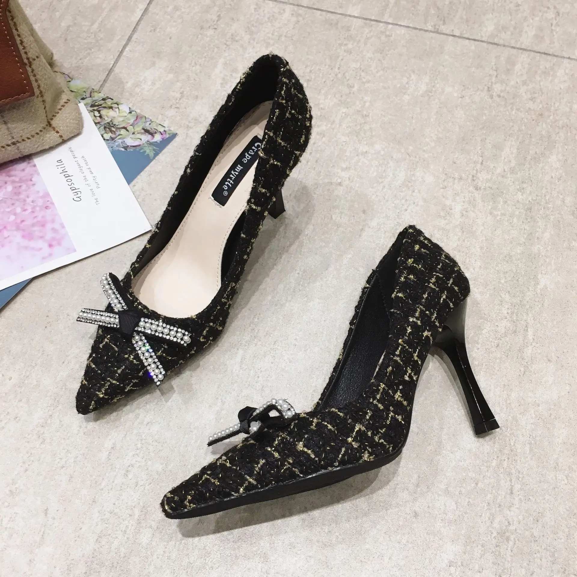 Black Tweed High Heels Women Elegant Lady Evening Party Shoes Ladies Feetwear Autumn Pumps Zapatos Para Mujer RO55
Black Tweed High Heels Women Elegant Lady Evening Party Shoes Ladies Feetwear Autumn Pumps Zapatos Para Mujer RO55