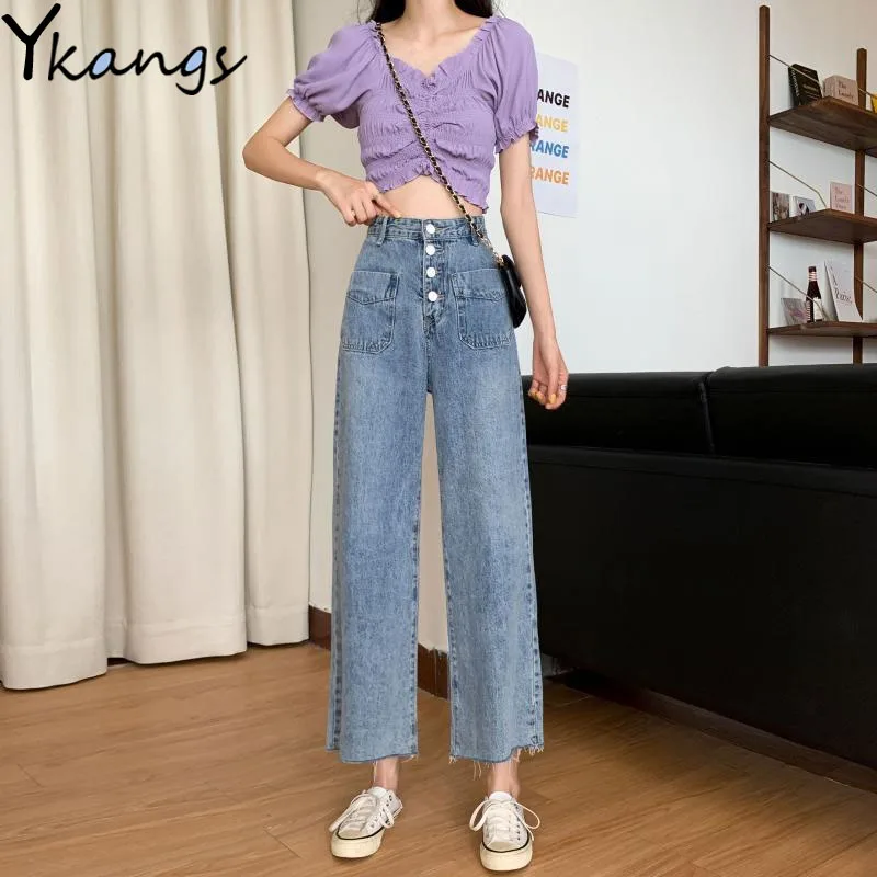 Single-Breasted High Waist Straight-Leg Jeans Korean Fashion Casual 2021 Women'S Denim Pant Streetwear Student Wide Leg Trousers
Single-Breasted High Waist Straight-Leg Jeans Korean Fashion Casual 2021 Women'S Denim Pant Streetwear Student Wide Leg Trousers