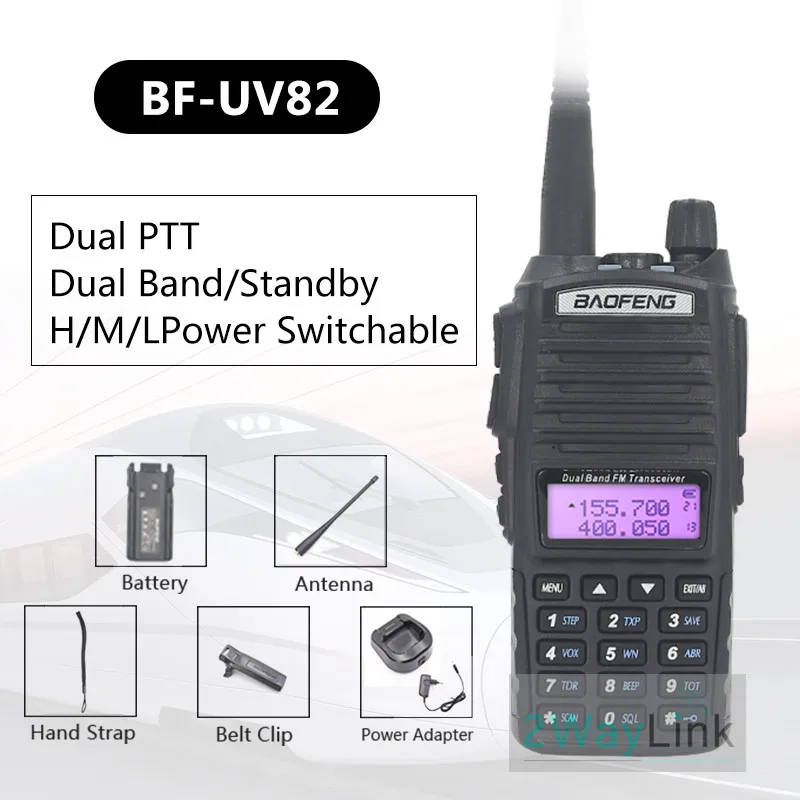 

Baofeng Walkie Talkie 2PCS BF-UV82 Two-way Ham Radio 10 KM 8W UV-82 Walkie-talkies Station VHF UHF Dual PTT Powerful