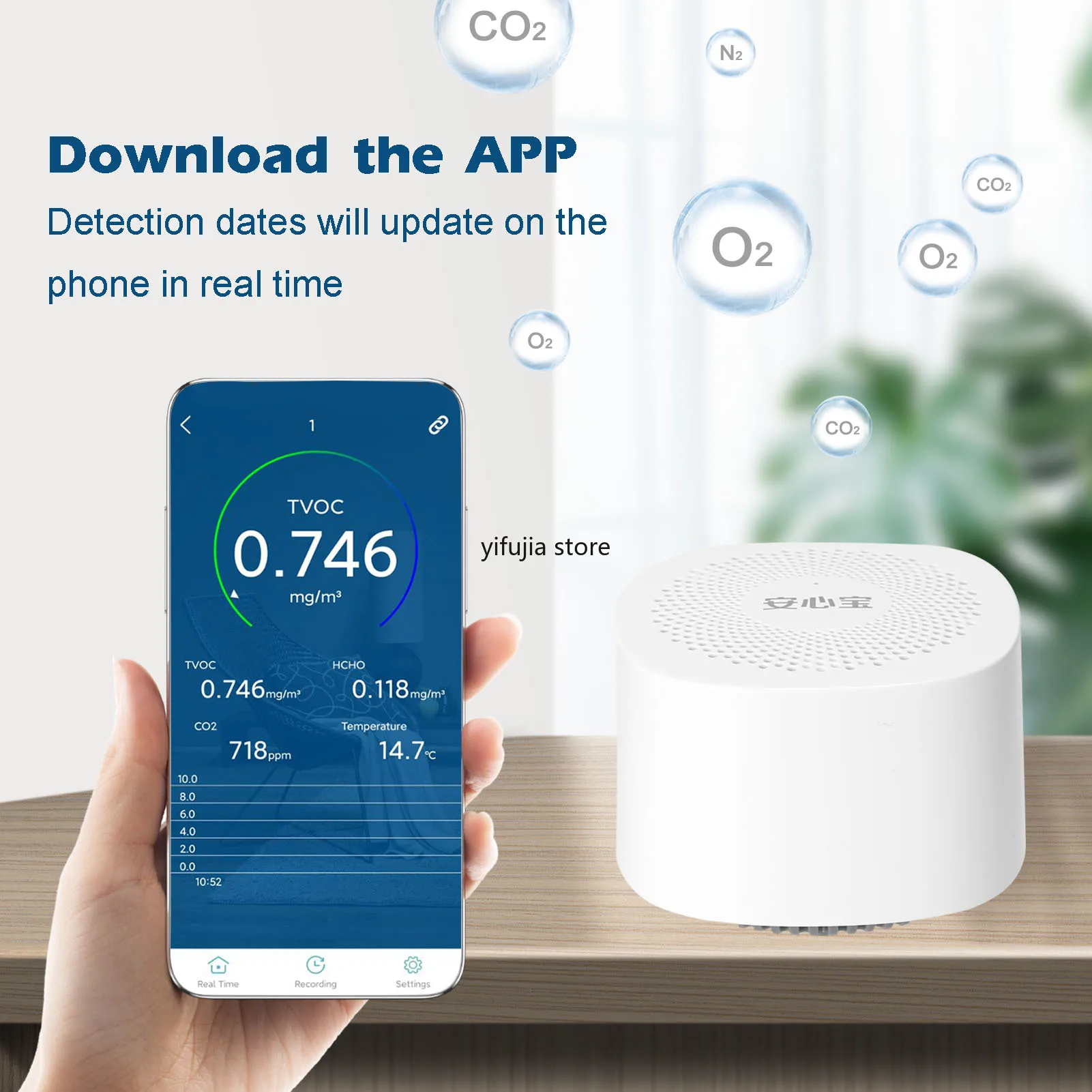 Digital CO2 Meter Portable CO2 Sensor Detector Air Quality Monitor Formaldehyde TVOC Carbon Dioxide Meter Gas Air Analyzer
Digital CO2 Meter Portable CO2 Sensor Detector Air Quality Monitor Formaldehyde TVOC Carbon Dioxide Meter Gas Air Analyzer