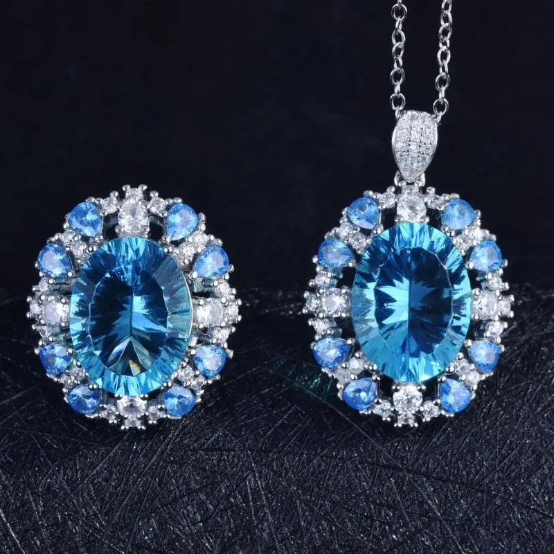 2021 New Handmade 925 Sterling Silver Pendant Necklace Ring Set Bling Topaz Bridal Jewelrt Set for Women Resizable Rings
2021 New Handmade 925 Sterling Silver Pendant Necklace Ring Set Bling Topaz Bridal Jewelrt Set for Women Resizable Rings