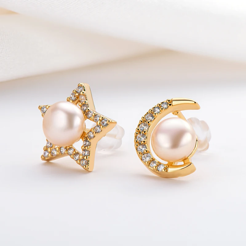 Lnngy New 14K Gold Filled Star & Moon Female Stud Earrings 5.5-6mm Natural Freshwater Pearl Asymmetric Earrings Jewelry Gifts
Lnngy New 14K Gold Filled Star & Moon Female Stud Earrings 5.5-6mm Natural Freshwater Pearl Asymmetric Earrings Jewelry Gifts