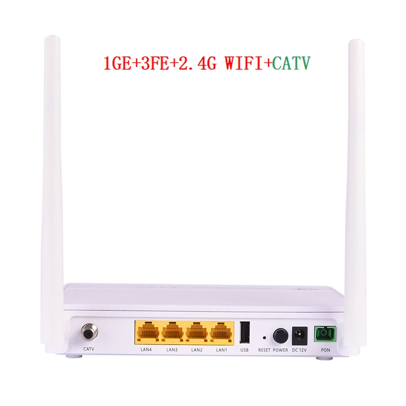 FTTH Equipment 1GE+3FE+2.4G WIFI+CATV Network Terminal English Version Router Xpon Gpon ONU Compatible With Vsol
FTTH Equipment 1GE+3FE+2.4G WIFI+CATV Network Terminal English Version Router Xpon Gpon ONU Compatible With Vsol