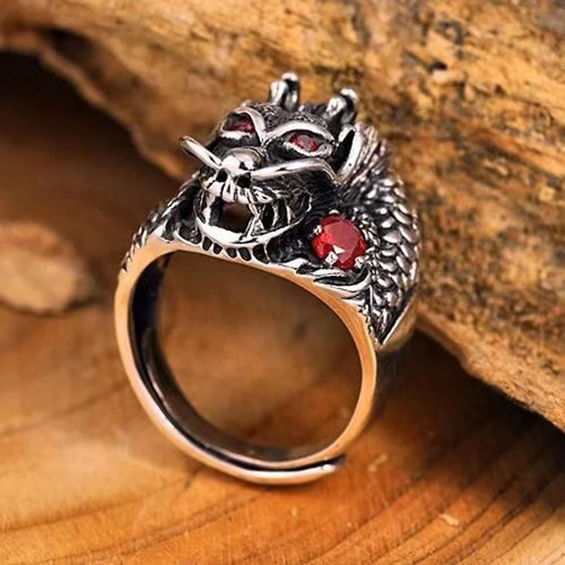 New Vintage Thai Silver Dragon Head Ring Trendy Male Index Finger Ring Personality Single Domineering Fashion Trendy Open Ring
New Vintage Thai Silver Dragon Head Ring Trendy Male Index Finger Ring Personality Single Domineering Fashion Trendy Open Ring