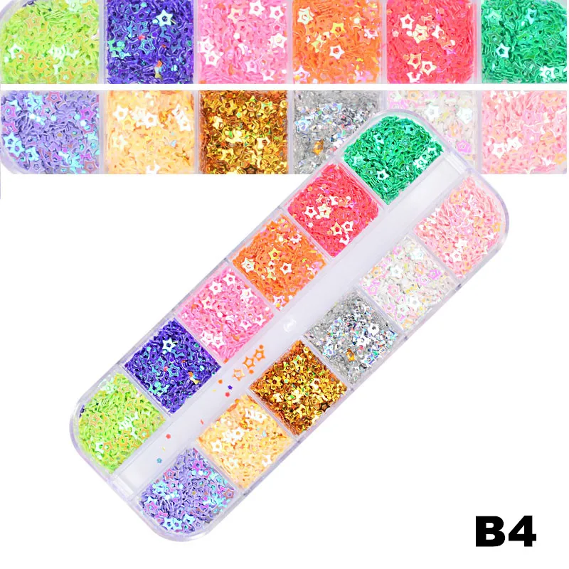 12 Color Nail Glitter Sequins Paillette Mixed Size Shaped Mini Round Rhombus 3D Flakes Nail Art Tips Decorations Set
12 Color Nail Glitter Sequins Paillette Mixed Size Shaped Mini Round Rhombus 3D Flakes Nail Art Tips Decorations Set