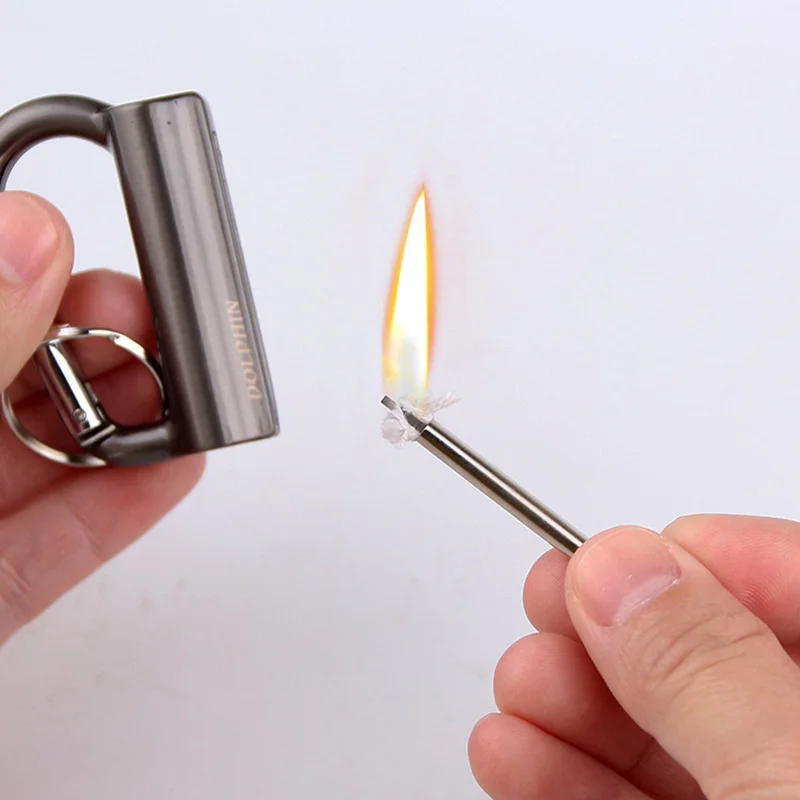 

Creative Stainless Steel Carabiner Torch Lighter Survival Tool Kerosene Oil Flame Lighter Million Matches Flint Fire Starter