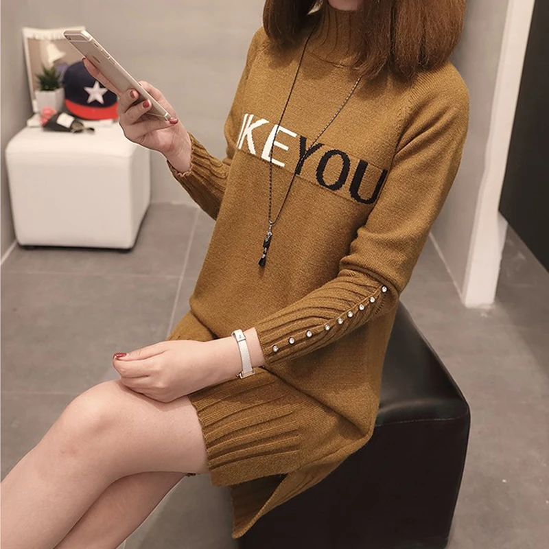 Autumn Winter Plus Size Women Knit Sweater Pullover Half Turtleneck Long Sleeve Bead Mid-length Warm New Jumper Sweater 2
Autumn Winter Plus Size Women Knit Sweater Pullover Half Turtleneck Long Sleeve Bead Mid-length Warm New Jumper Sweater 2