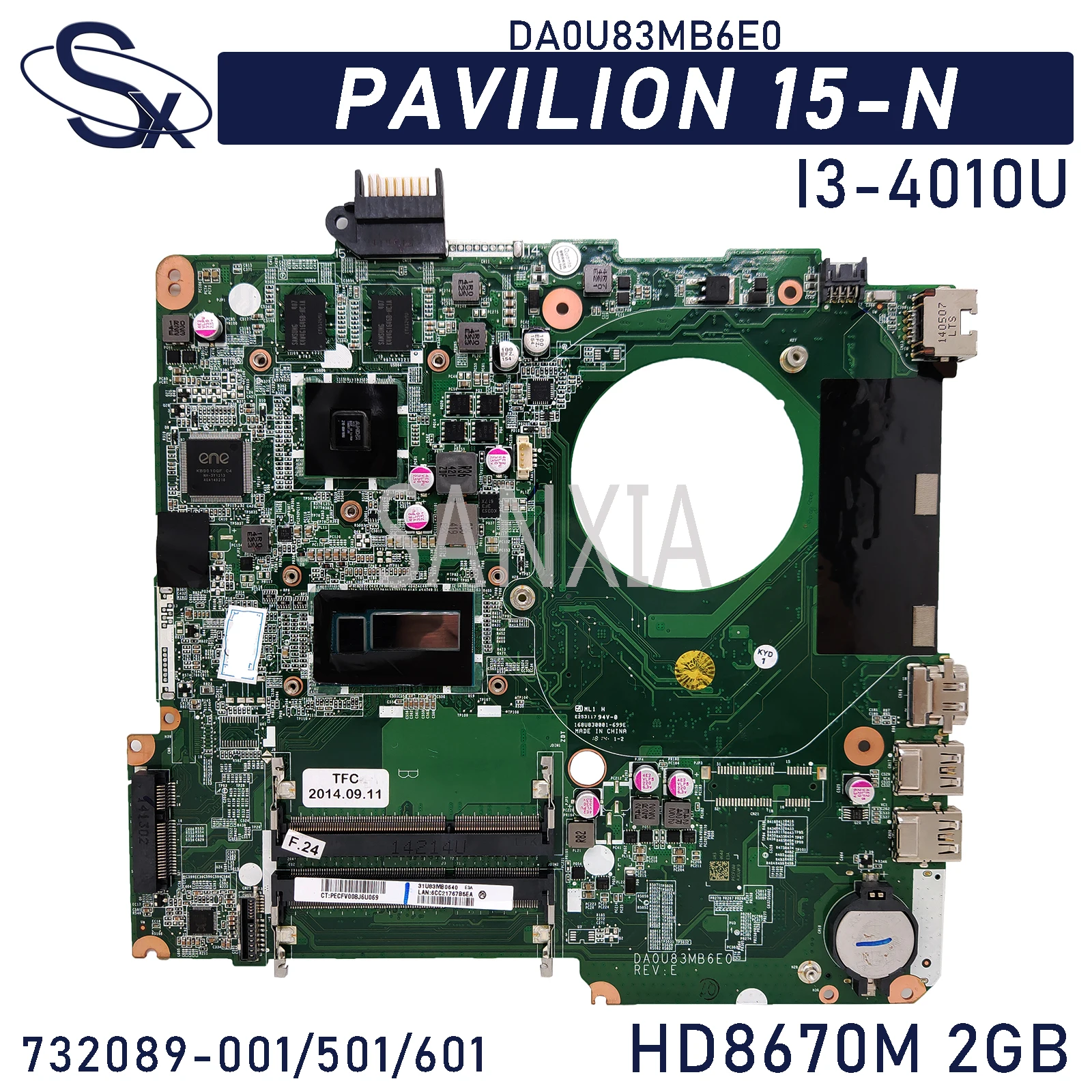 Материнская плата KEFU DA0U83MB6E0 для ноутбука HP Pavilion 15-N оригинальная материнская плата I3-4005U HD8670M 732089-501 732089-601 732089-001
Материнская плата KEFU DA0U83MB6E0 для ноутбука HP Pavilion 15-N оригинальная материнская плата I3-4005U HD8670M 732089-501 732089-601 732089-001