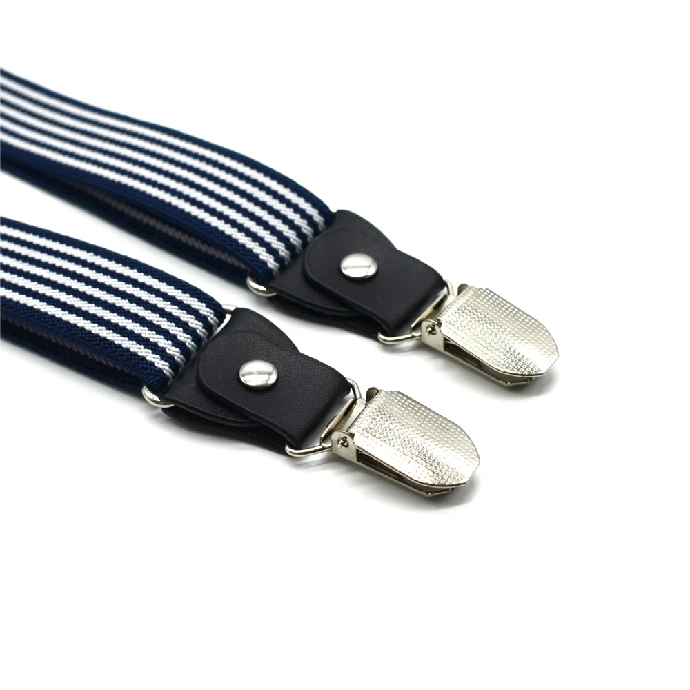 Подтяжки RAINIE SEAN мужские комплект с бантом винтажные темно-синие белые в полоску