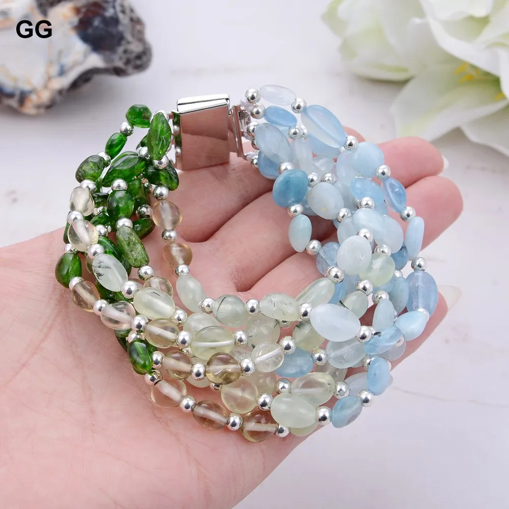 GG Jewelry 8'' 7 Rows Natural Gems Stone Aquamarines Peridots Diospsides Prehnites Bracelet For Women
GG Jewelry 8'' 7 Rows Natural Gems Stone Aquamarines Peridots Diospsides Prehnites Bracelet For Women