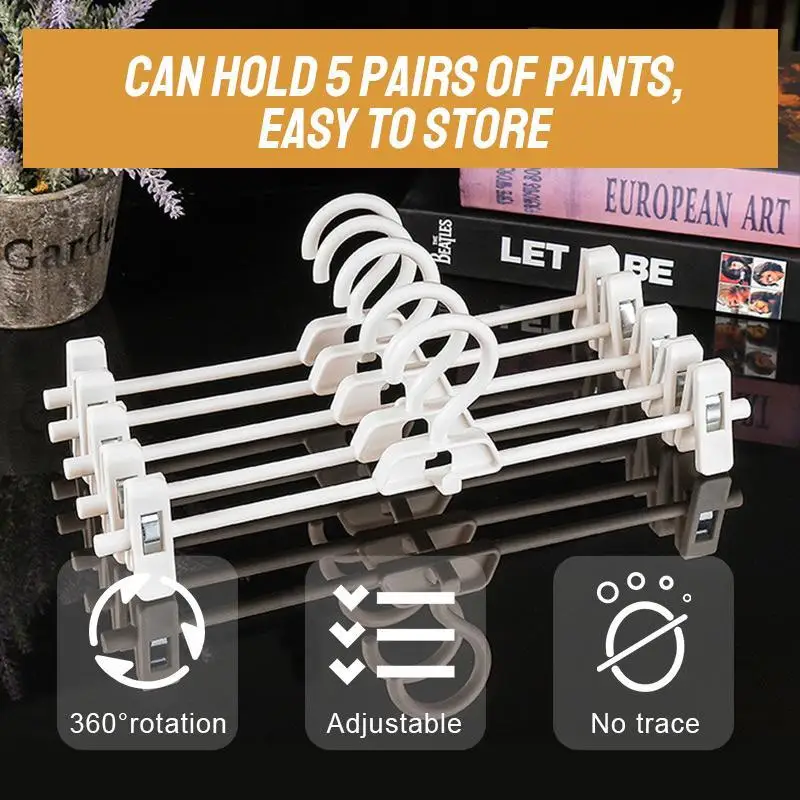 5Pcs Rotating Telescopic Pants Clips 34*14*14cm PP Trouser Pants Skirt Hangers Stand Holder For Hoidehold Accessories
5Pcs Rotating Telescopic Pants Clips 34*14*14cm PP Trouser Pants Skirt Hangers Stand Holder For Hoidehold Accessories