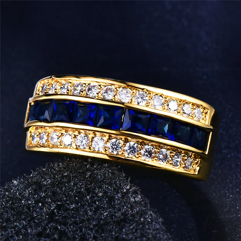 Luxury Male Female Blue Square Crystal Jewelry Charm Gold Color Wedding Ring Trendy Bride Geometry Engagement Rings For Women
Luxury Male Female Blue Square Crystal Jewelry Charm Gold Color Wedding Ring Trendy Bride Geometry Engagement Rings For Women