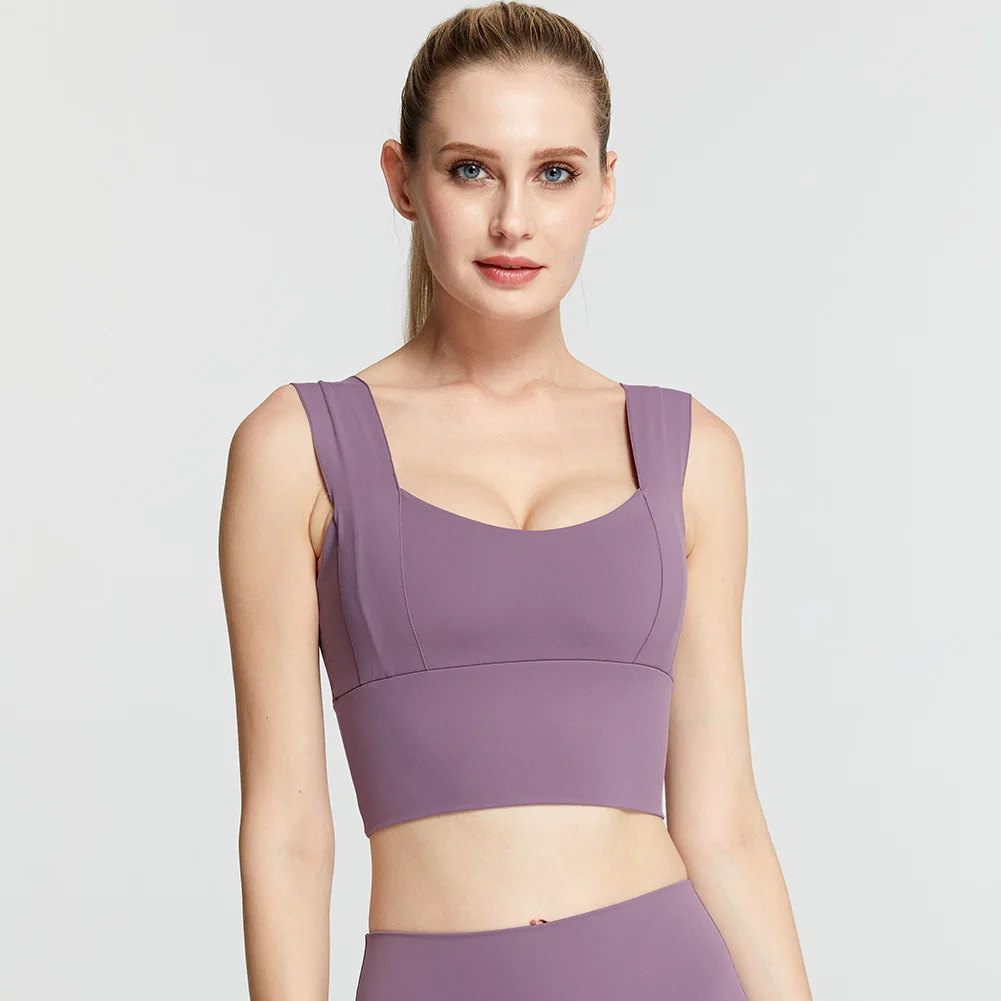 Women's Solid Color Sports Bustier, Sleeveless Low Neck Wide Strap Slimming Tank Tops Sports Bra
Women's Solid Color Sports Bustier, Sleeveless Low Neck Wide Strap Slimming Tank Tops Sports Bra
