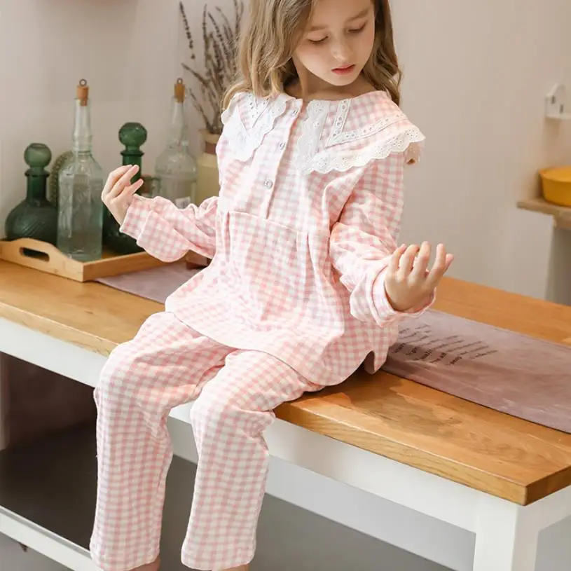 New 2pcs/set Children Pajamas Baby Girls Lace Sleepwear Long Sleeves plaid Wear Kids homeclothes Girl Clothing Princess ws1407
New 2pcs/set Children Pajamas Baby Girls Lace Sleepwear Long Sleeves plaid Wear Kids homeclothes Girl Clothing Princess ws1407
