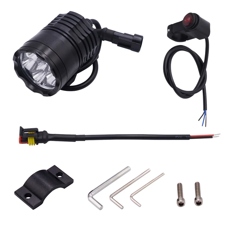 Electric Car LED Headlight 30W Car Headlight With Switch Motorcycle Aluminum Alloy External Always-on Waterproof Lights