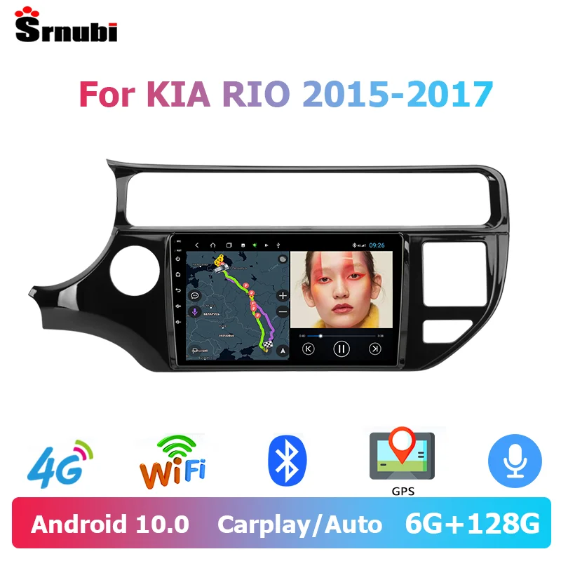 Автомагнитола Srnubi для Kia RIO мультимедийный плеер на Android 10 с 9 "экраном GPS 4 K3 2015 2016