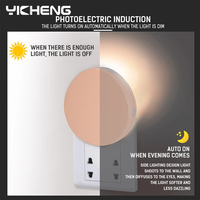 Simple LED Nightlight Photoelectric Induction PIR Motion Sensor LED Night Lights AC220V Warm White 1W Night Lamp For Bedroom 
Simple LED Nightlight Photoelectric Induction PIR Motion Sensor LED Night Lights AC220V Warm White 1W Night Lamp For Bedroom