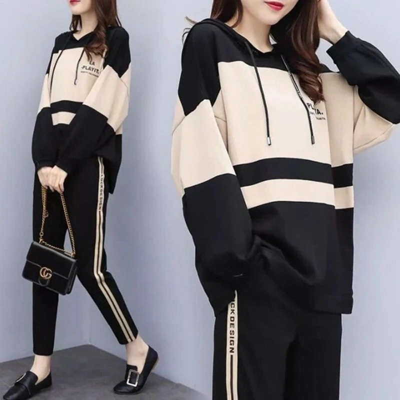 2021 casual suit spring and autumn plus size hooded round neck top casual nine-point pants two-piece women
2021 casual suit spring and autumn plus size hooded round neck top casual nine-point pants two-piece women
