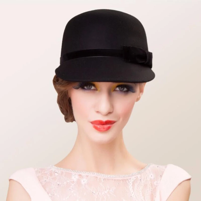 Фото 100% австралийская шерстяная фетровая шляпа черные котелки - купить