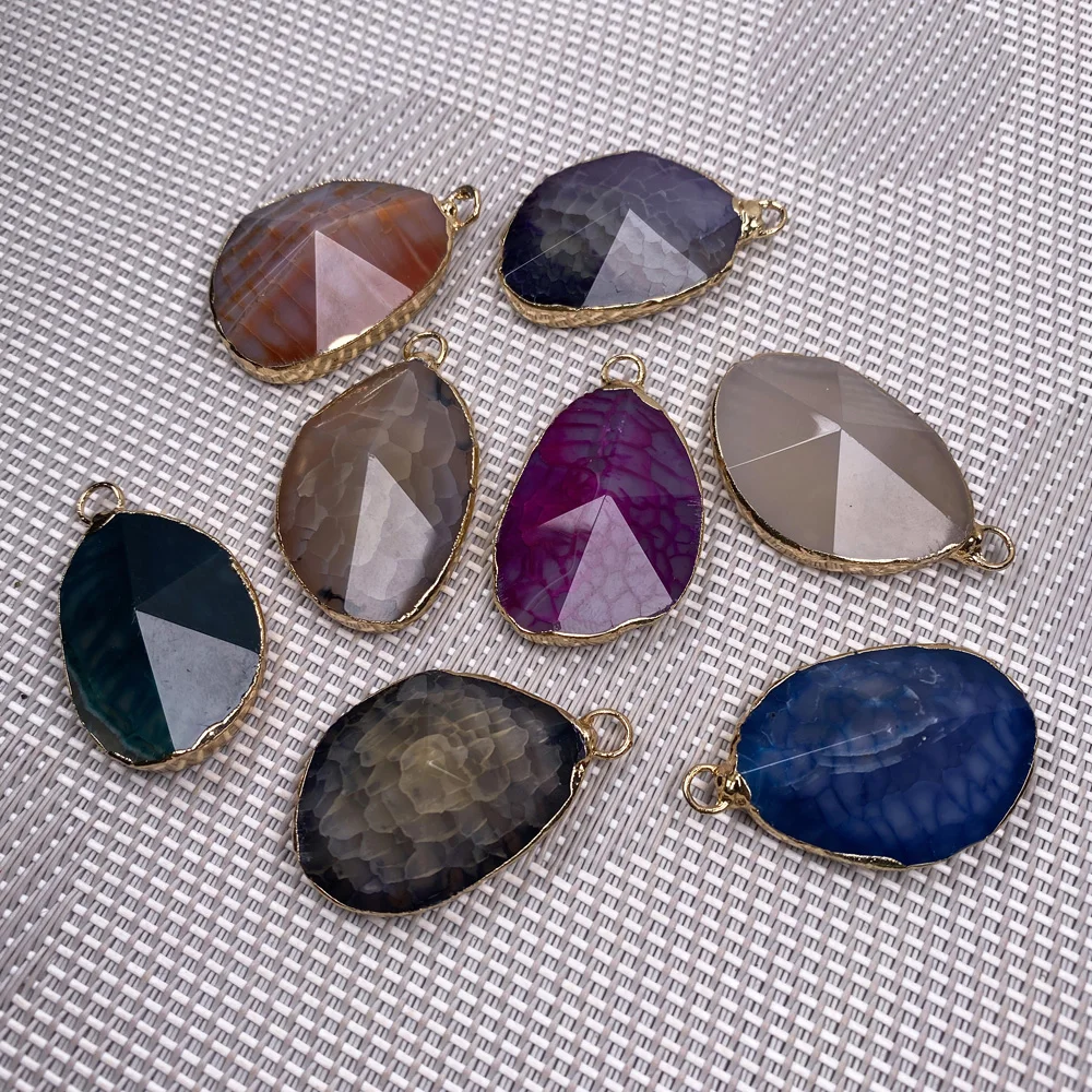 Natural Section Agates Pendant for Necklace Female Irregular Golden Plated Agates Pendants for Jewelry Making Necklace 40x5mm
Natural Section Agates Pendant for Necklace Female Irregular Golden Plated Agates Pendants for Jewelry Making Necklace 40x5mm