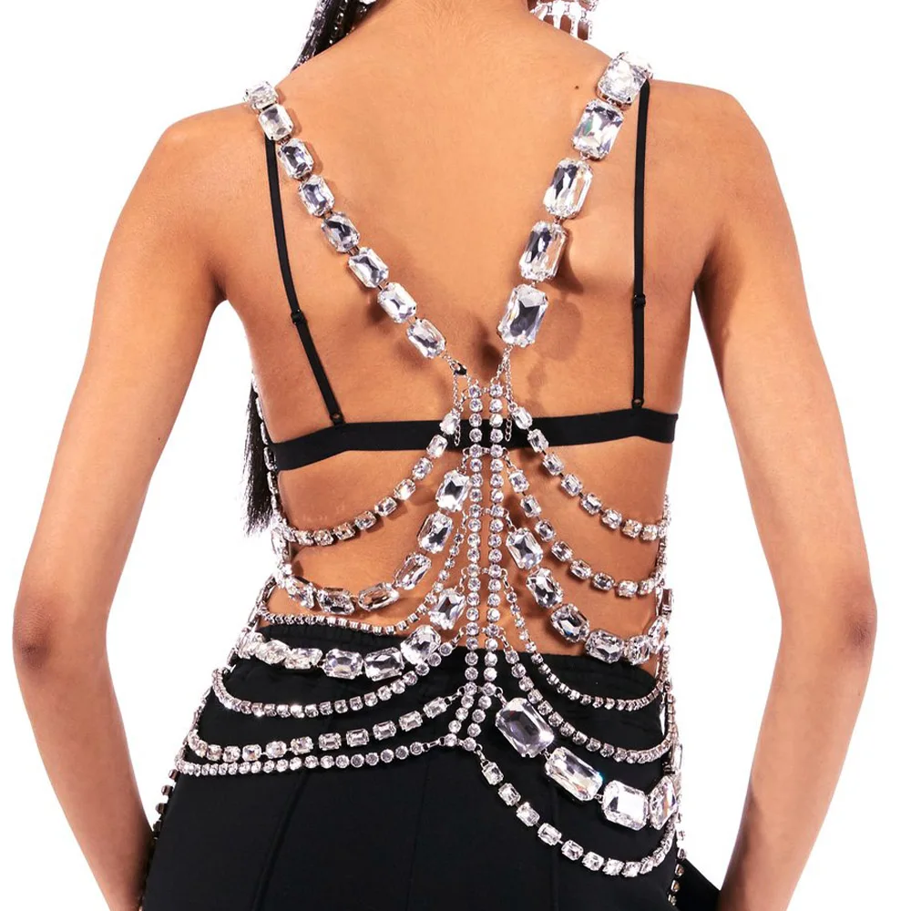 Stonefans Exaggerated Large Rhinestone Body Chain Jewelry Halloween Carnival Costume Crystal Chest Chain Women Nightclub Outfits
Stonefans Exaggerated Large Rhinestone Body Chain Jewelry Halloween Carnival Costume Crystal Chest Chain Women Nightclub Outfits