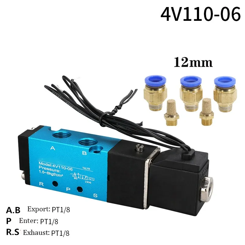 Solenoid Valve 5 Way Port 2 Position Gas Pneumatic Electric Magnetic Valve 12V 24V 220V Coil Volt 4mm 6mm 8mm Hose 4V110-06
Solenoid Valve 5 Way Port 2 Position Gas Pneumatic Electric Magnetic Valve 12V 24V 220V Coil Volt 4mm 6mm 8mm Hose 4V110-06