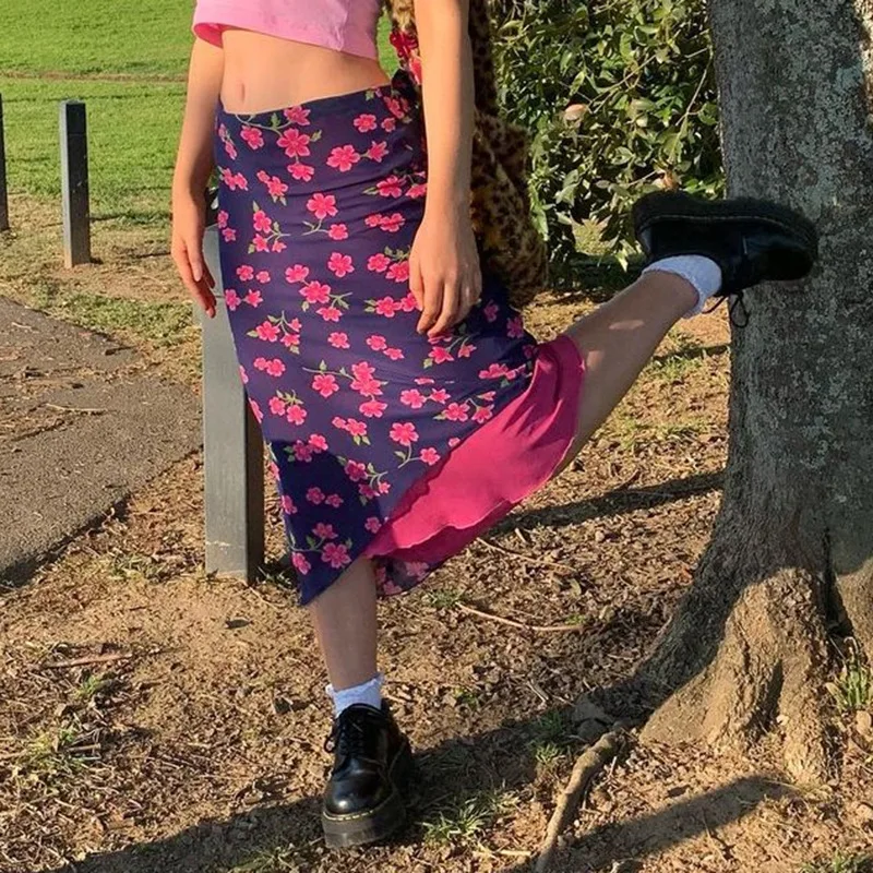 New Vintage 2000s Floral Patchwork Midi Skirts Y2K Streetwear Print High Waist Chiffon Cute Sweet Hot Pink Bottoms Pencil Skirt
New Vintage 2000s Floral Patchwork Midi Skirts Y2K Streetwear Print High Waist Chiffon Cute Sweet Hot Pink Bottoms Pencil Skirt