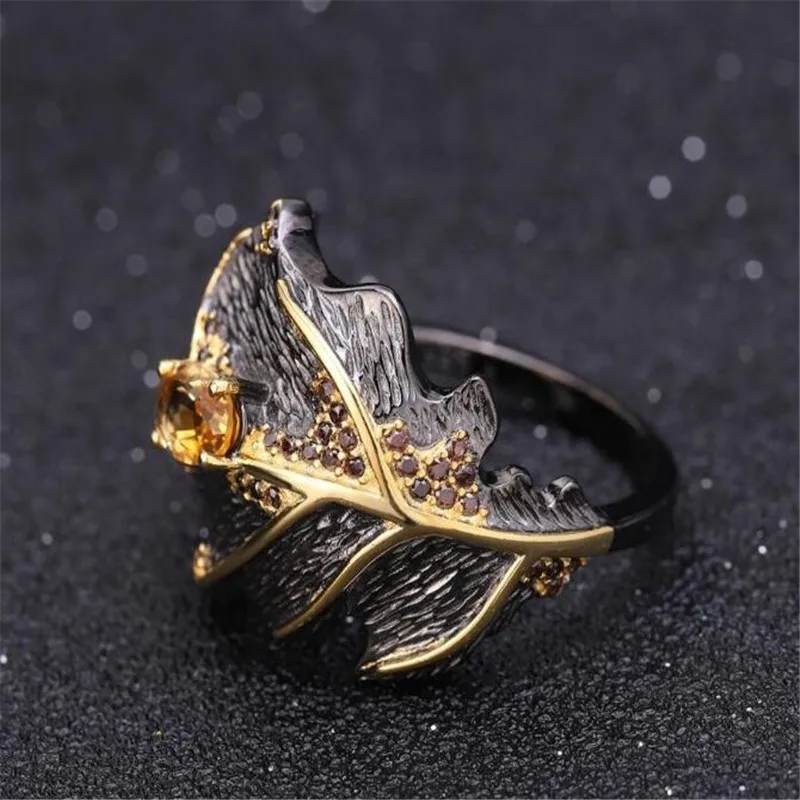 Retro Oval Crystal Wedding Rings for Women Elegant Lady Black Gold Leaves Ring Female Jewelry Accessories
Retro Oval Crystal Wedding Rings for Women Elegant Lady Black Gold Leaves Ring Female Jewelry Accessories
