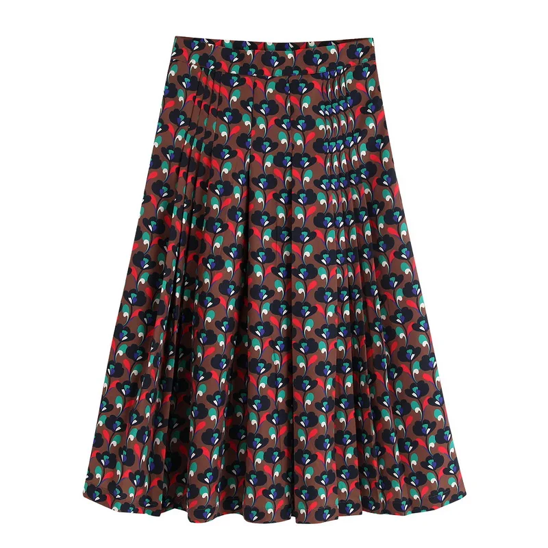 Женская плиссированная юбка осень 2019 Новая модная винтажная Цветочная печать