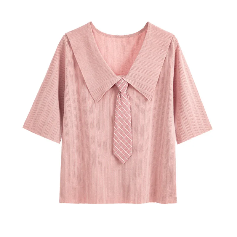 Plus Size Women Top Clothing Half Sleeve Knitted T Shirt Women Preppy Style Casual Loose Oversie T-shirt Black Pink Tshirt Femme
Plus Size Women Top Clothing Half Sleeve Knitted T Shirt Women Preppy Style Casual Loose Oversie T-shirt Black Pink Tshirt Femme