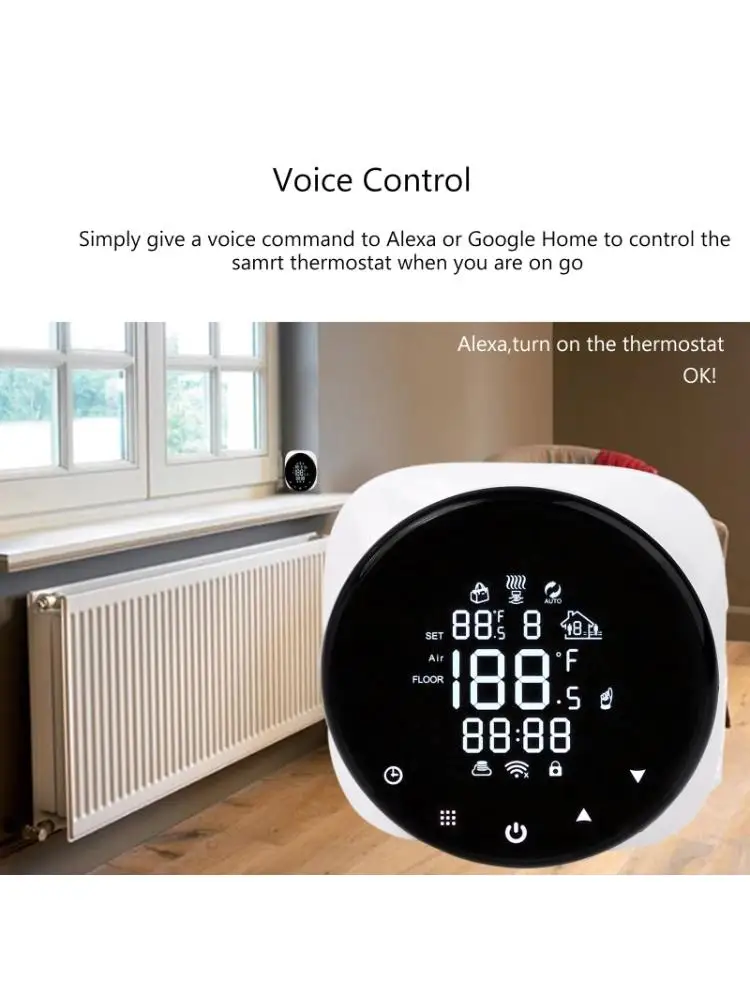 Smart Wifi Thermostat 16A Electric Floor Heating App & Voice Remote Control Tuya D0AD
Smart Wifi Thermostat 16A Electric Floor Heating App & Voice Remote Control Tuya D0AD