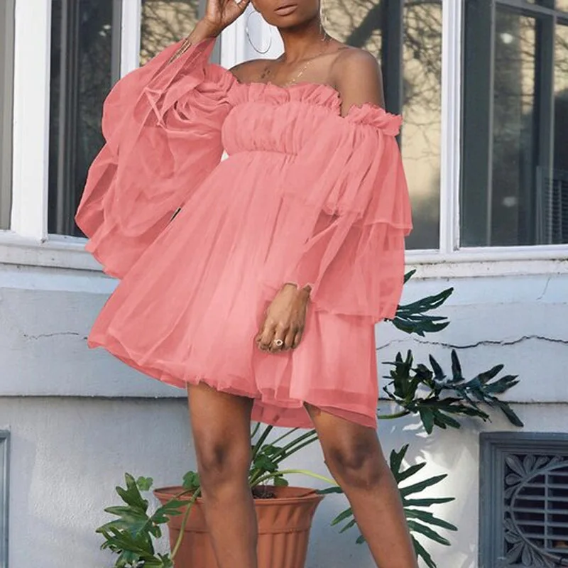 Summer Casual Loose Ruffle Dress Women Fashion Slash Neck Off Shoulder Mini Dress Elegant Sheer Long Sleeve Mesh Gauze Dresses
Summer Casual Loose Ruffle Dress Women Fashion Slash Neck Off Shoulder Mini Dress Elegant Sheer Long Sleeve Mesh Gauze Dresses