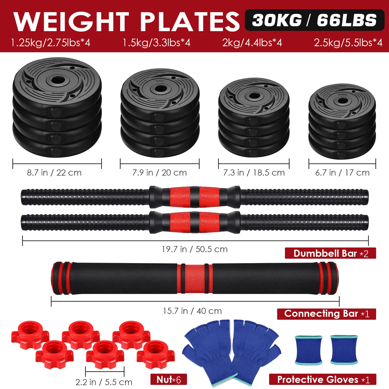 40CM 30KG Bar Fitness Dumbbells Detachable Barbell Arm Muscle Trainer Household Exercise Supplies for Home Office GymTraining
40CM 30KG Bar Fitness Dumbbells Detachable Barbell Arm Muscle Trainer Household Exercise Supplies for Home Office GymTraining