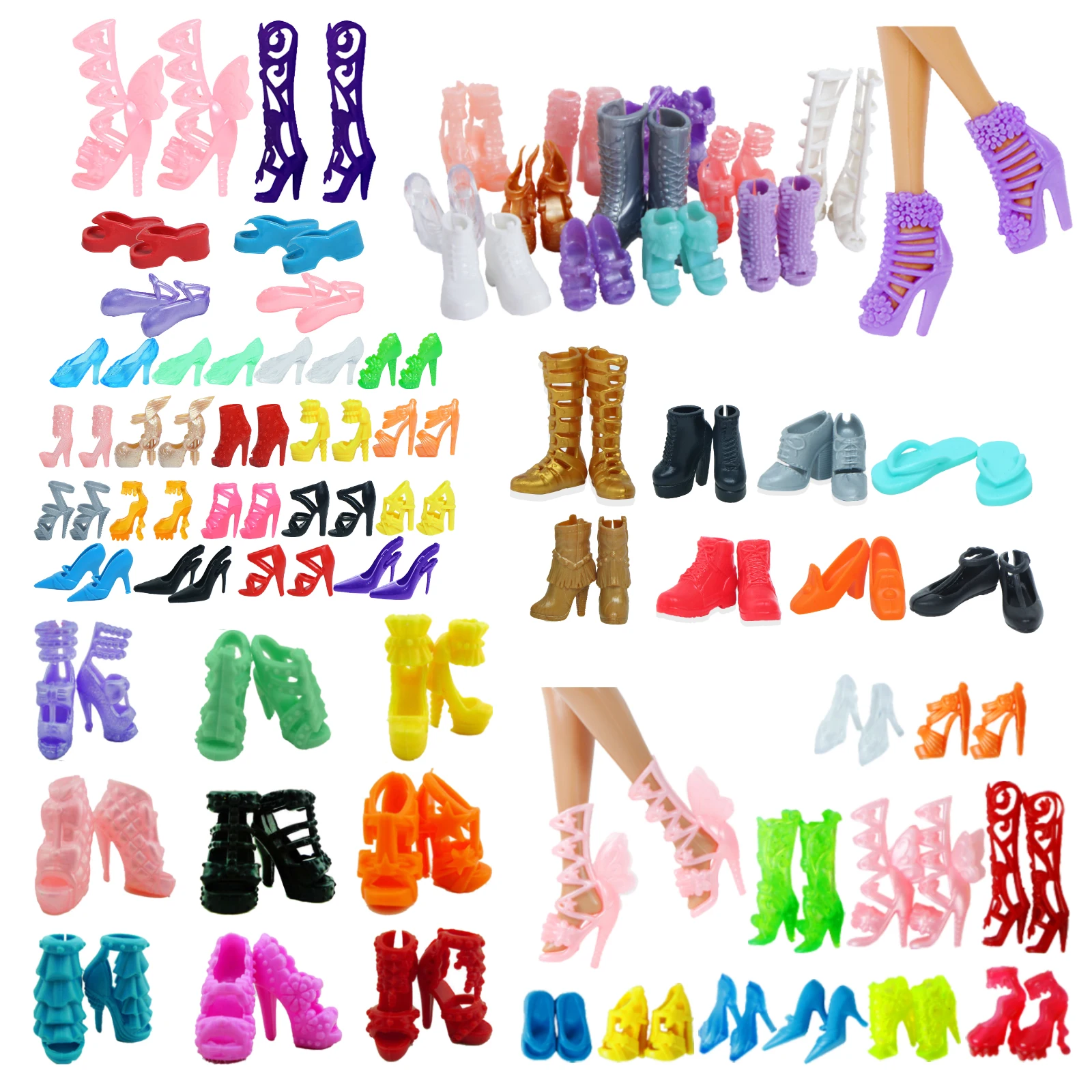 Фото Высококачественные разноцветные туфли для кукол модные босоножки на высоком
