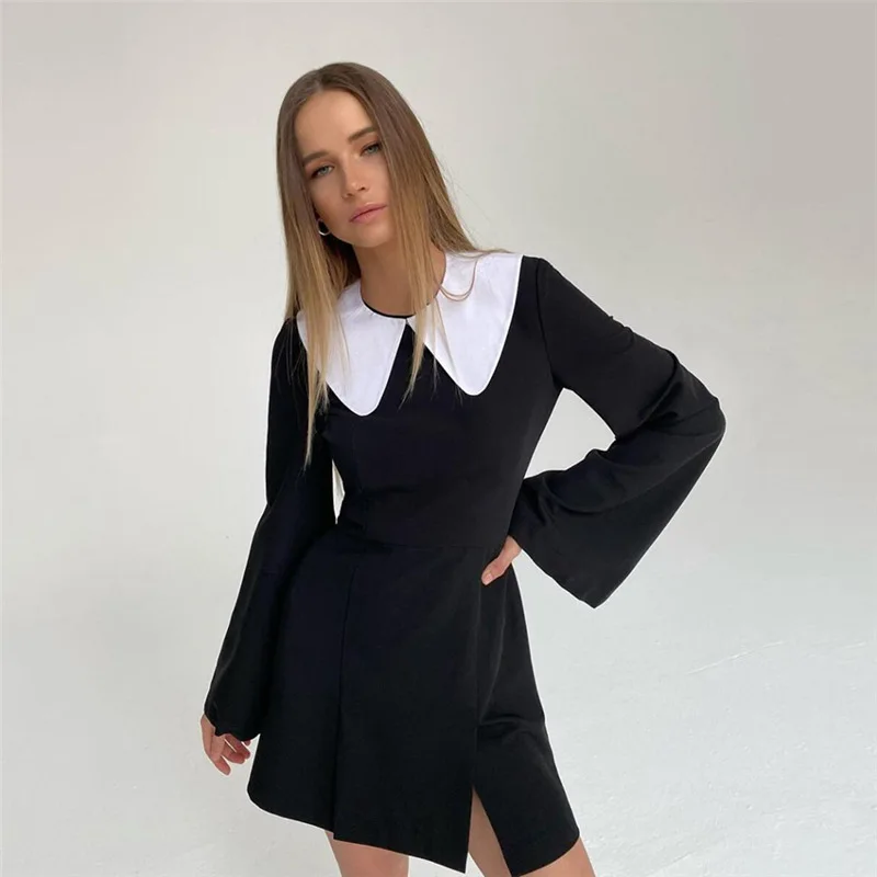 Новое модное женское платье в европейском и американском стиле контрастных цветов, приталенное пикантное платье-Волан с лацканами 
Новое модное женское платье в европейском и американском стиле контрастных цветов, приталенное пикантное платье-Волан с лацканами