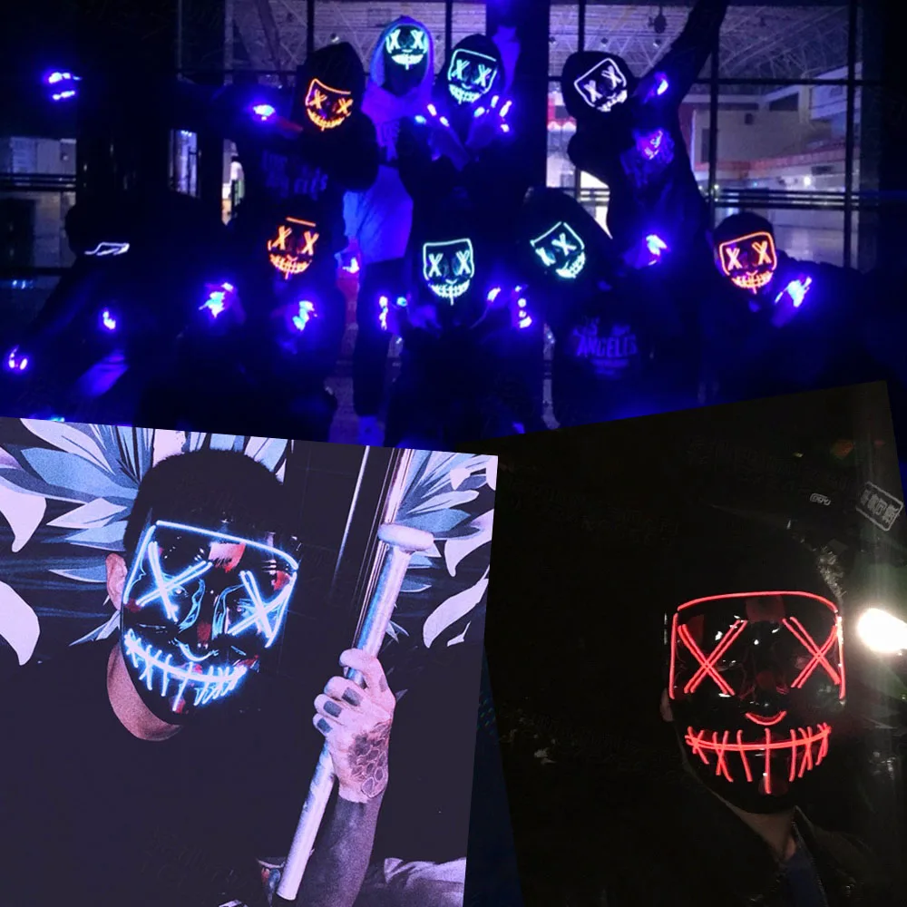 Halloween Luminous Glow Color Mask LED Cosplay Party Masque Masquerade Neon Maske Light In The Dark Horror Glowing Mask Decor
Halloween Luminous Glow Color Mask LED Cosplay Party Masque Masquerade Neon Maske Light In The Dark Horror Glowing Mask Decor