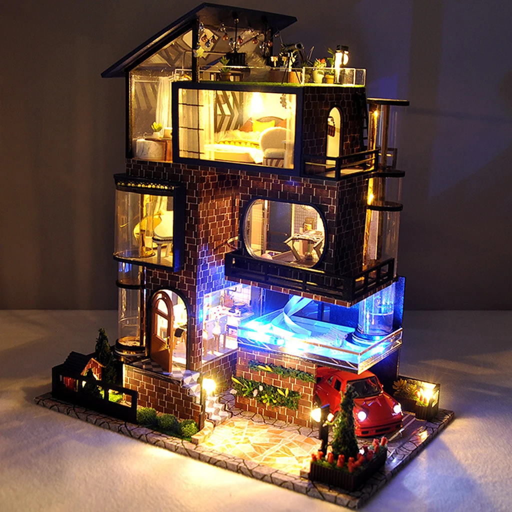 Wooden House DIY Wooden Miniatura Doll Houses Villa Miniature Dollhouse Toys With Furniture & LED Lights for Kids
Wooden House DIY Wooden Miniatura Doll Houses Villa Miniature Dollhouse Toys With Furniture & LED Lights for Kids