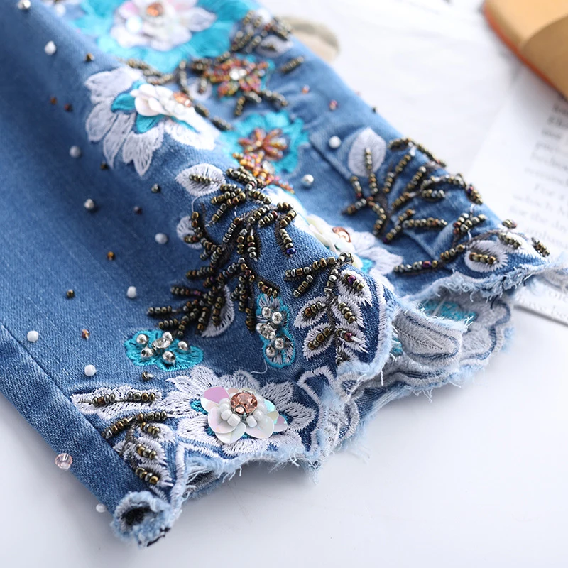 FERZIGE Heavy Industry Beaded Embroidered Jeans Women Summer 2021 Elastic High Waist Seven Point Thin Embroidered Trousers
FERZIGE Heavy Industry Beaded Embroidered Jeans Women Summer 2021 Elastic High Waist Seven Point Thin Embroidered Trousers