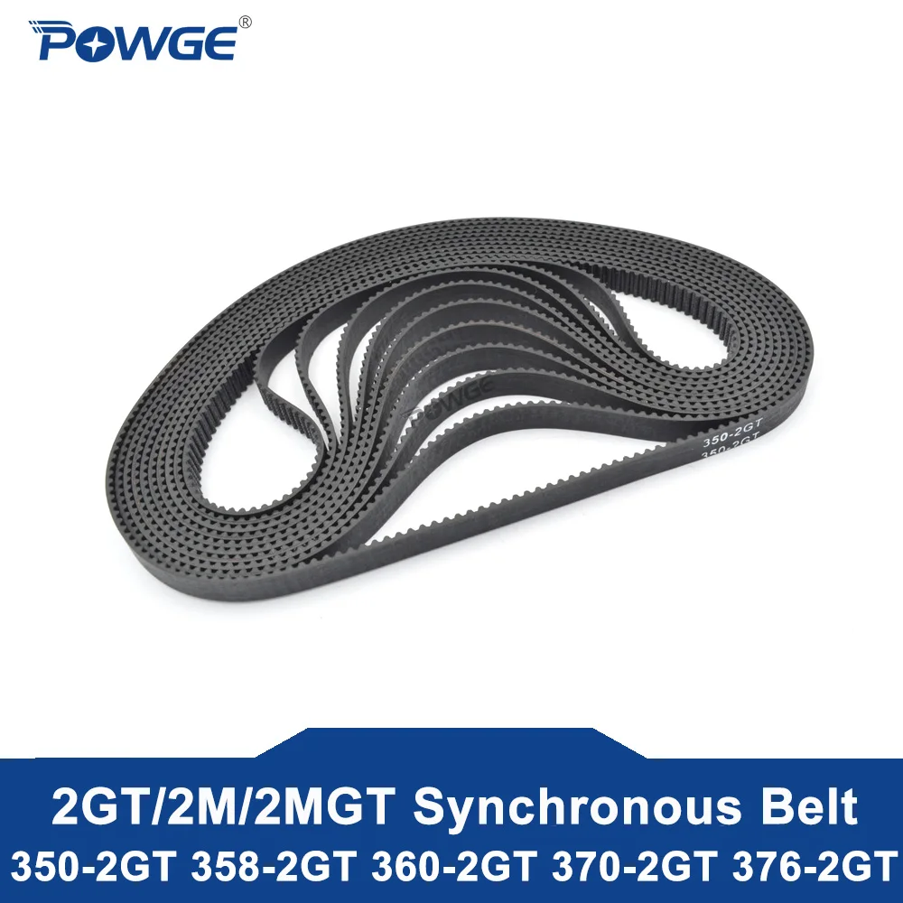 

POWGE 2MGT 2M G2M 2GT Synchronous Timing belt Pitch length 350/358/360/370/374/376 width 6/9mm Rubber GT2 closed loop 3D printer
