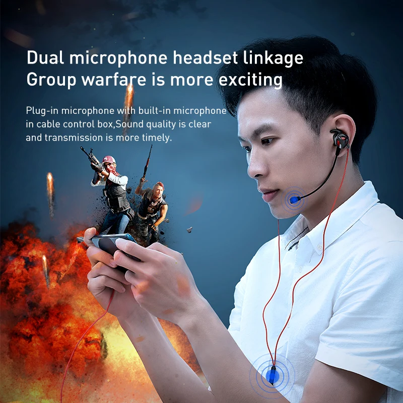 Baseus In-Ear Наушники 3 5 мм Jack Type C Проводная гарнитура для PUBG Gamer Игровые наушники Hi-Fi с