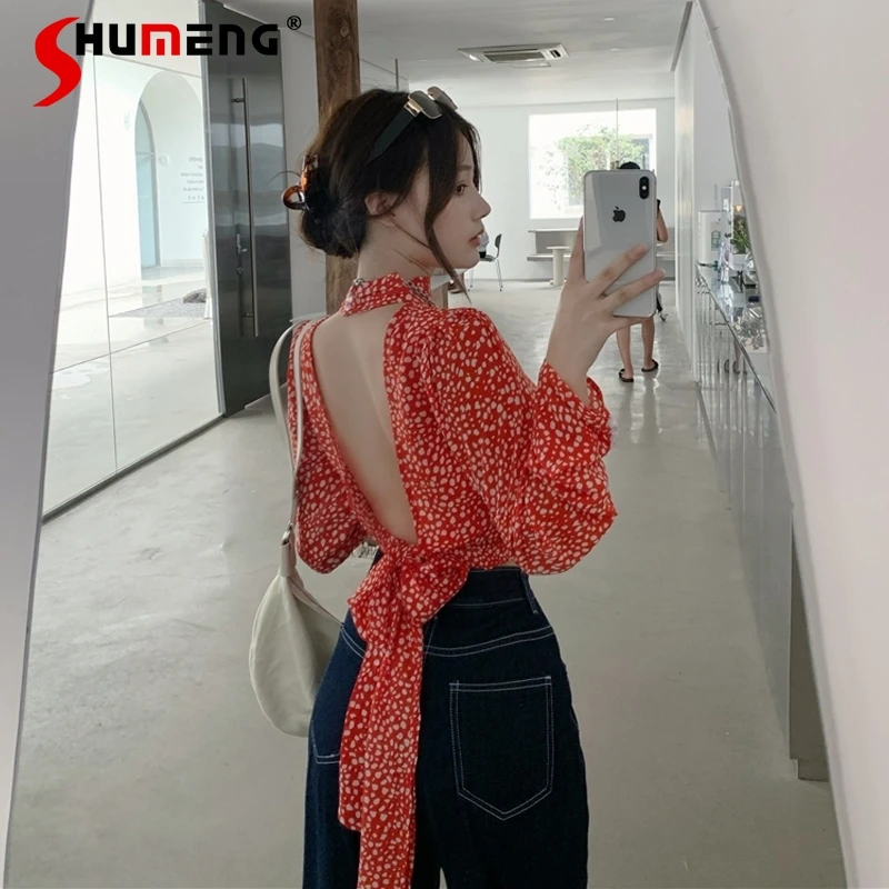 Retro Women Red Dots Backless Lace Up Sun Protection Short Shirt 2021 Spring and Summer Green Slim-Fit Crop-Tops Blouse Female
Retro Women Red Dots Backless Lace Up Sun Protection Short Shirt 2021 Spring and Summer Green Slim-Fit Crop-Tops Blouse Female