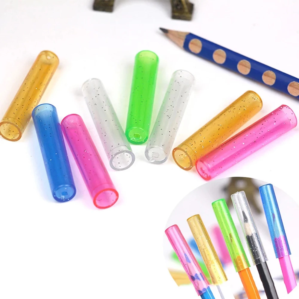 

6pcs Cute Pencil Cap Colorful Plastic Pencil Protection Cap Kawaii Stationery Pencil Extender Pen Topper School Office Supplies