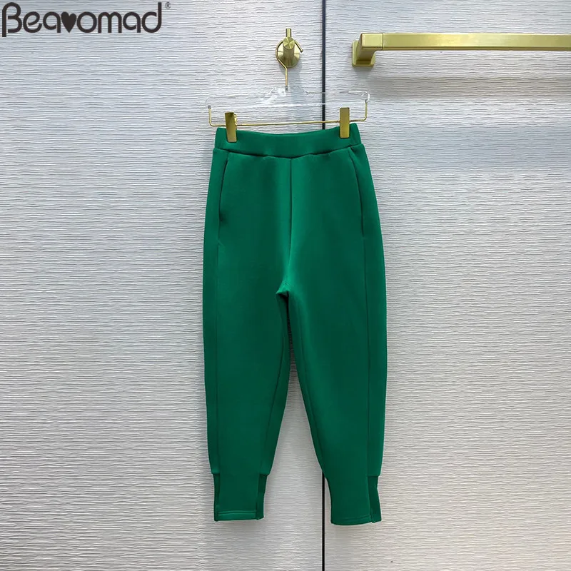 Bearomad Brand Woman Autumn Green Grey Black Casual Bloomers Elastic Waist Solid Female Straight All-Match Trousers
Bearomad Brand Woman Autumn Green Grey Black Casual Bloomers Elastic Waist Solid Female Straight All-Match Trousers